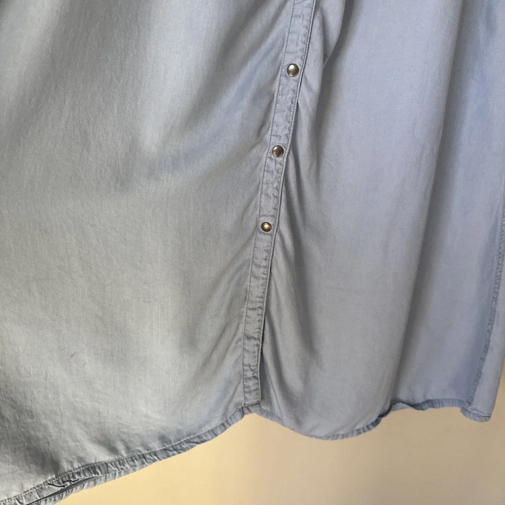 Pistola Skirt Womens Size M Blue Chambray Snap Baez Maxi Boho Indie Classic